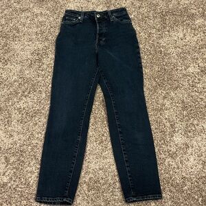 H&M Dark Blue Mom Straight Leg Jeans, Size 2